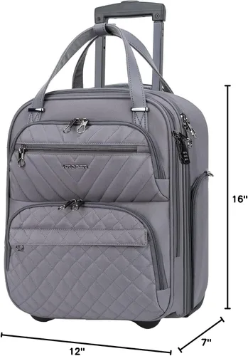 Miniatura 7 de KROSER Maleta de mano para debajo del asiento, multifuncional, 16 pulgadas, ligera, para mujer, Gris oscuro