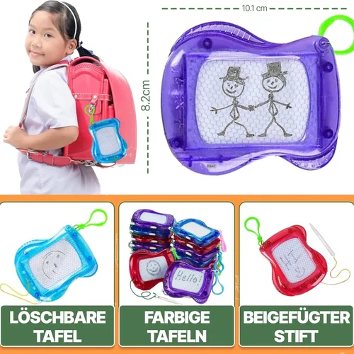 Miniatura 2 de Mini pizarra magnética de dibujo para niños, paquete de 12 con clip para llavero, bloc de escritura borrable para dibujo, caja de tesoros, juguetes