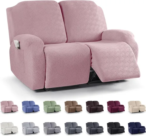Miniatura 64 de KinCam Fundas para sillón reclinable, fundas elásticas para sillas reclinables, fundas para sofá reclinable de jacquard a rayas, protectores