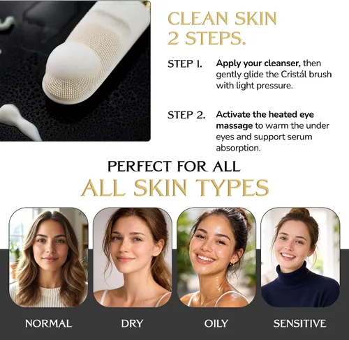 Miniatura 7 de DARCASE CRISTÁL - Un cepillo de limpieza facial de lujo. Doble función: limpieza profunda con cerdas de silicona y masaje ocular térmico