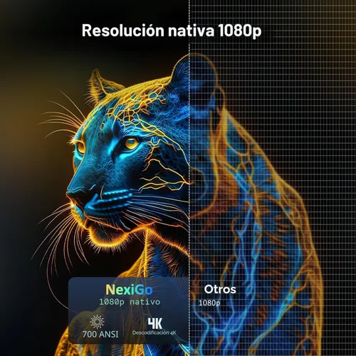 Miniatura 2 de NexiGo Proyector PJ40 (Gen 3) con WiFi y Bluetooth, calibrado D65, nativo 1080P, compatible con 4K, proyector para películas al aire libre