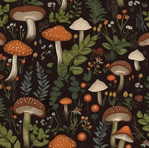 Miniatura 6 de Papel tapiz de hongos negros para despegar y pegar, papel de contacto floral oscuro vintage, vinilo botánico impermeable autoadhesivo removible