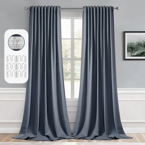 Miniatura 70 de MIULEE Cortinas opacas con pestaña trasera de 63 pulgadas de largo, juego de 2 paneles para sala de estar, dormitorio, privacidad, bolsillo