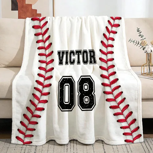 Miniatura 9 de Pindola Manta de Lanzamiento de Béisbol Americano Cálida Ligera Suave Acogedora Cálida Decoración del Hogar para Sofá, Sofá, Cama, Regalos del Día