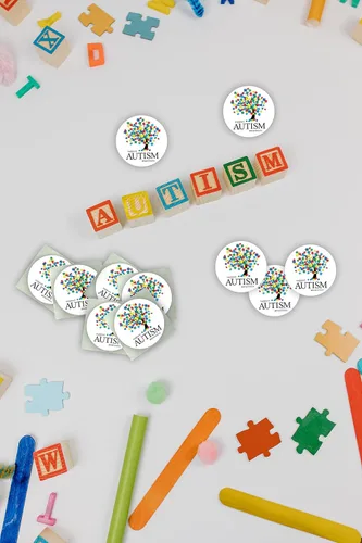 Miniatura 3 de 250 calcomanías de concientización sobre el autismo con árbol de rompecabezas, rollo de calcomanías de concientización sobre el autismo de Asperger
