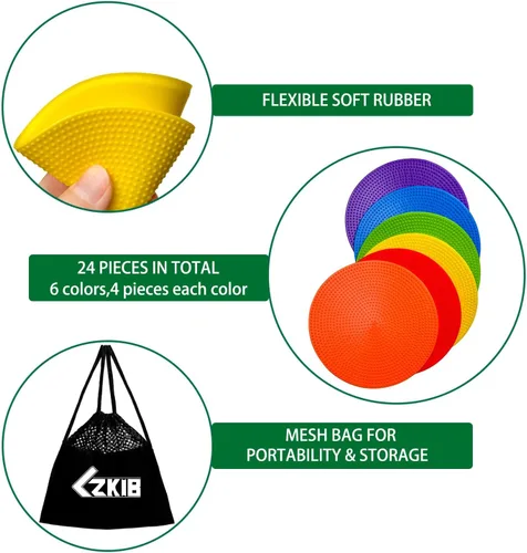 Miniatura 4 de Marcadores de puntos de 4 pulgadas 9 pulgadas de goma antideslizante marcadores de suelo de campo plano conos de poliéster puntos para fútbol