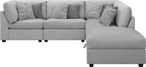 Miniatura 3 de Coaster Home Furnishings Cambria - Sofá modular tapizado de 5 piezas con otomana de almacenamiento, patas redondeadas y almohadas decorativas
