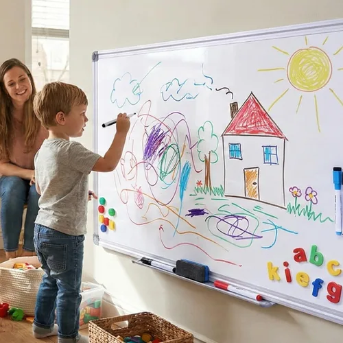 Miniatura 6 de Pizarra blanca magnética de borrado en seco de 40 x 28 pulgadas, tablero de escritura montado en la pared tamaño mediano para oficina en casa