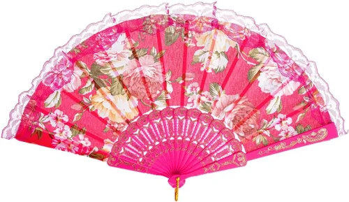 Miniatura 7 de QIRMIZI Paquete de 20 abanicos de mano plegables grandes de seda, elegante ventilador chino para rave, ventilador renacentista de mano para Rosa