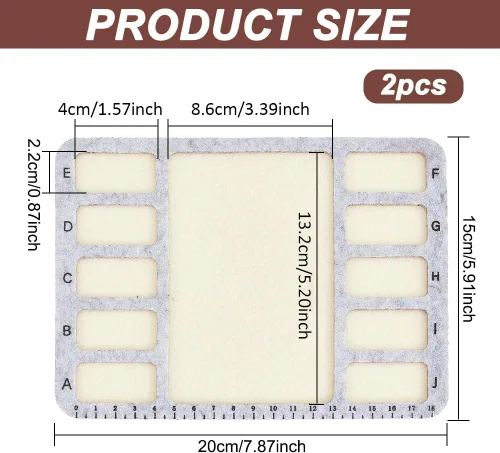 Miniatura 2 de BENECREAT 2 Piezas Alfombrilla de Fieltro para Cuentas, Tableros Rectangulares de Diseño de Cuentas de Fieltro con Escala Alfabética en Centímetros