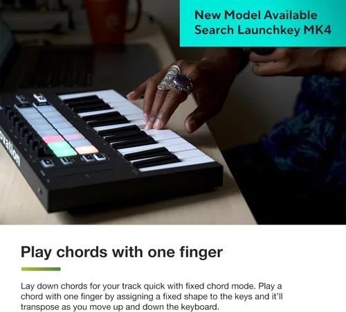 Miniatura 4 de Novation Launchkey Mini [MK3] - Controlador de teclado portátil de 25 teclas, USB, MIDI con integración DAW, modo acorde y arpegiador
