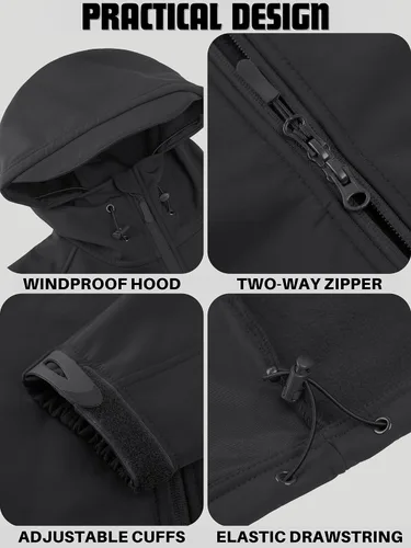 Miniatura 5 de TACVASEN Chaqueta táctica para hombre con capucha, resistente al agua, para operaciones especiales, militar, softshell