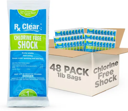 Rx Clear Choque de piscina sin cloro | Tratamiento oxidante sin cloro (MPS) | Monopersulfato de potasio al 36.2% | Gránulos de disolución rápida |