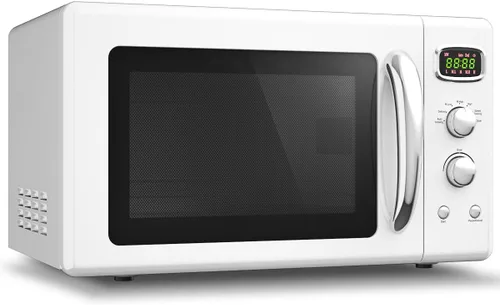 ARLIME Horno microondas retro, 900W/0.9 pies cúbicos, pequeño horno microondas de sobremesa con función de descongelamiento y cocción automática,