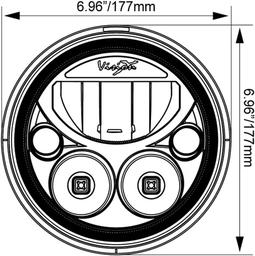 Miniatura 6 de Vision X Lighting (XIL-7RDBKIT) Faro LED redondo VX de 7 pulgadas con halo bajo-alto, kit de 2 luces, cara cromada negra
