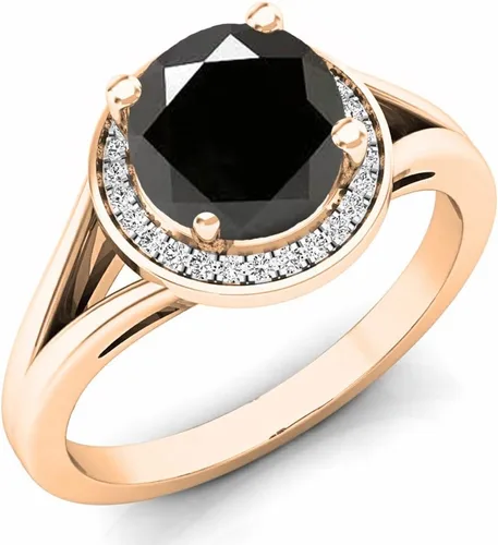 Miniatura 124 de Dazzlingrock Collection Anillo de compromiso redondo de 0.276 in con halo de diamante blanco y vástago dividido para ella en oro macizo de 14