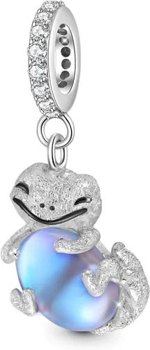 GNOCE Colgante de plata de ley 925 con diseño de lagarto abraza piedra lunar para mujer, regalo de joyería para mujeres, esposa, cadena de