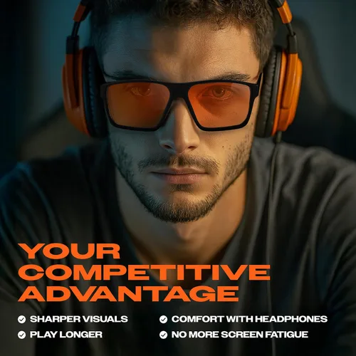 Miniatura 4 de Titan - Lentes de juego anti luz azul para hombre, protección UV400, bloqueo de luz azul para computadora, fatiga ocular Negro