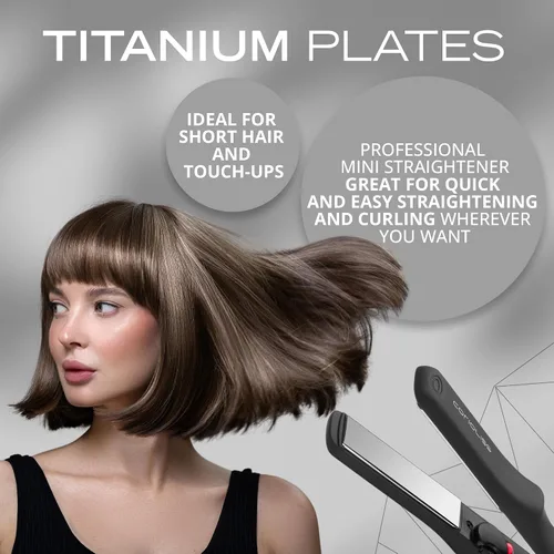 Miniatura 3 de CORIOLISS C Trip Mini Alisadores de cabello para mujer Titanio Plancha plana Profesional con control de temperatura (negro suave al tacto)