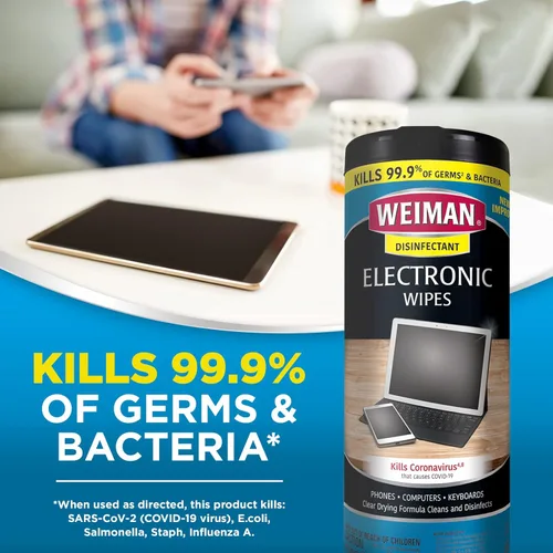 Miniatura 6 de Weiman Toallitas desinfectantes para electrónica y pantalla: limpia y desinfecta de forma segura tu teléfono, laptop, teclado, tabletas, lente