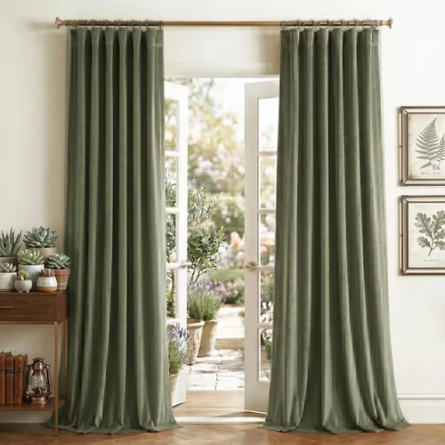 Miniatura 29 de NICETOWN Cortinas de terciopelo blanco marfil de 10 pies de largo para techos altos, cortinas extralargas con aislamiento térmico para ventanas