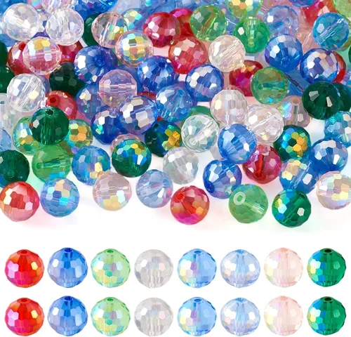 Miniatura 10 de Craftdady 100 cuentas de vidrio Rondelle facetadas de 0.315 a 0.315 pulgadas, cuentas de cristal transparente sueltas redondas espaciadoras