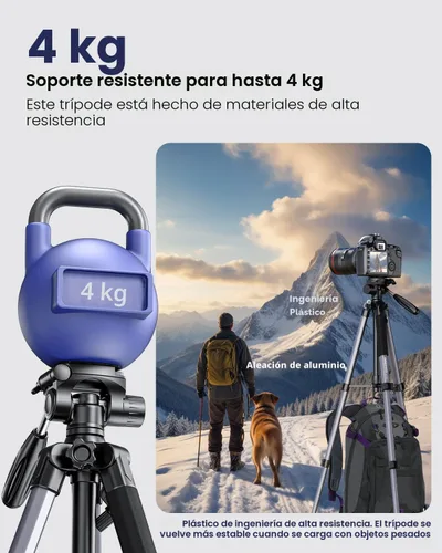 Miniatura 2 de CAMBOFOTO Trípode para cámara de 30", Trípode profesional de aluminio resistente para cámara sin espejo/DSLR/Teléfono celular/Videocámara