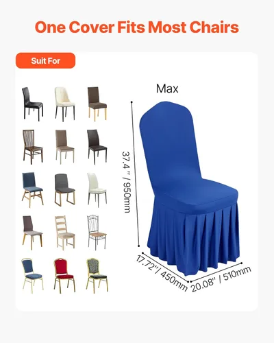 Miniatura 62 de VEVOR 150 fundas blancas para sillas de poliéster y elastano, fundas elásticas para bodas, fiestas, comedor, banquetes, sin pinzas, 150
