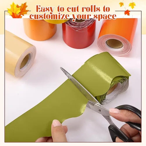 Miniatura 3 de TaoBary 6 Rollos 59.99 m Bordes de Tablero de Anuncios de Navidad y Otoño para Aula, Adornos de Tablero de Anuncios con Borde Escalonado para Serie
