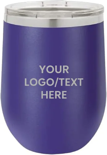 Miniatura 18 de Vaso personalizado de 12 onzas, vino sin tallo con tapa, tu logotipo grabado en Estados Unidos, tazas personalizadas de acero inoxidable