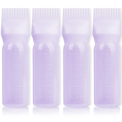 Miniatura 11 de Paquete de 2 botellas aplicadoras de peine de raíz, aplicador de aceite para el cabello de 6 onzas, herramientas de botella de tinte con dispensador