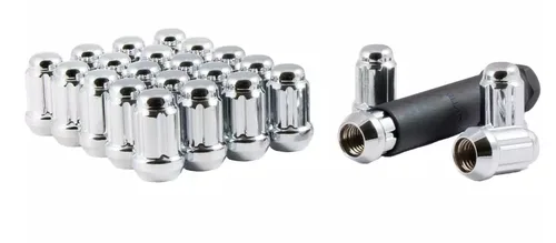 Miniatura 14 de GORILLA Tuerca de rueda Acorn, 12 mm x 1.50 rosca, asiento de 60 grados, extremo cerrado, llave, acero, cromado negro, universal, juego de 20 Fábrica