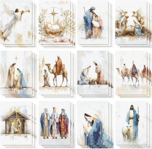 Miniatura 8 de Cholemy Juego de 36 tarjetas de Navidad afroamericanas negras con sobres, tarjetas de felicitación de Navidad africanas, tradicionales, religiosas