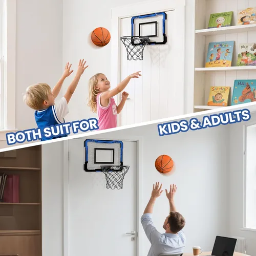 Miniatura 7 de QDRAGON Mini Basketball Hoop, Over The Door Indoor, with 3 Balls/Inflator/Breakaway Rim, Basketball Toy Gifts for Kids and Adults, Suit for