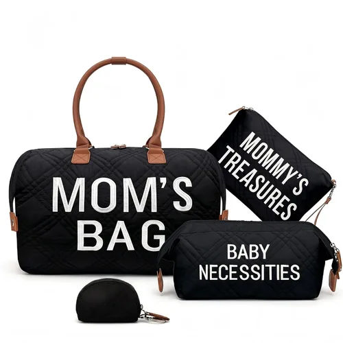 Miniatura 15 de printe Bolsa de pañales grande de 6 piezas con cambiador y 2 bolsas organizadas, bolsa de mamá para hospital con funda para chupete, correas, gancho