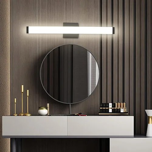 Lámpara de tocador de baño de níquel cepillado, cuadrada, LED, 60 cm (24 pulgadas), 14 W, luz blanca natural, 4000 K, barra de luz para espejo