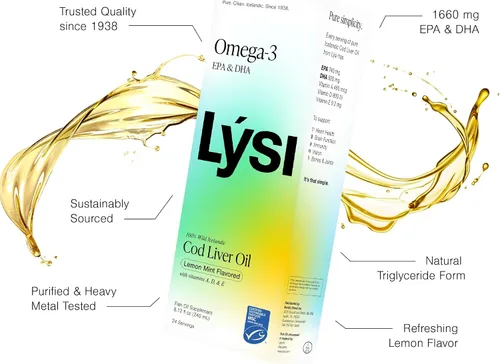 Miniatura 3 de LYSI Suplemento líquido de aceite de hígado de bacalao islandés – 1,100 mg de omega-3 por cucharadita – EPA 740 mg y DHA 920 mg por 2 TSP