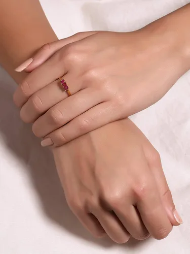 Miniatura 2 de YoTreasure Anillo de oro amarillo de 10 quilates con relleno de vidrio de 0.66 quilates, Metal Piedra preciosa Metal, rubí lleno de vidrio