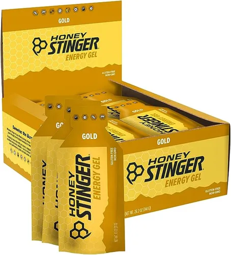 Honey Stinger Gold Energy Gel, sin gluten y sin cafeína, para ejercicio, correr y rendimiento, nutrición deportiva para el hogar y el gimnasio, pre