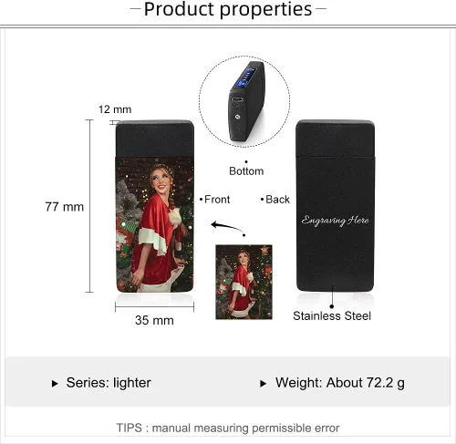 Miniatura 2 de Encendedores personalizados con imagen, para hombres, encendedor de fotos personalizado para hombres, encendedor eléctrico recargable, encendedor