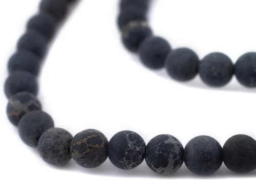 Miniatura 198 de The Bead Chest Cuentas de Jade Blanco Mate Redondas (8mm): Piedra Preciosa Orgánica Redonda Esférica de Energía con Poder de Sanación para Hacer