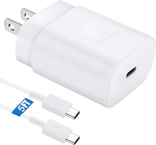 Miniatura 12 de Cable de carga súper rápida de 25W Tipo C con bloque y cable cargador USB C de 10 pies para teléfono Android Samsung Galaxy S25/S24 Púrpura