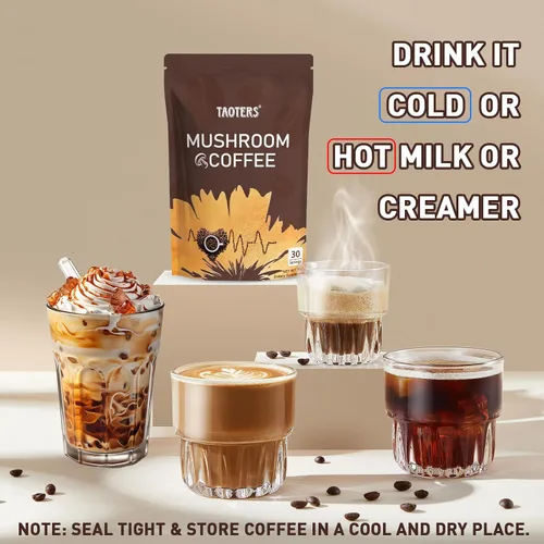 Miniatura 7 de Café de Hongos Enfoque Mejorado, Inmunidad Aumentada, Energía Mejorada 6 Hongos Adaptogénicos: Cordyceps, Reishi, Trompeta del Rey, Shiitake