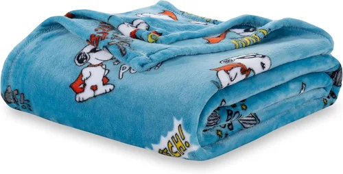 Miniatura 16 de Berkshire Blanket Peanuts® VelvetLoft® Manta de Felpa con el Tierno Personaje Snoopy, Peanuts Snoopy Everyday Buffalo Plaid Navy Tonal, Manta 55