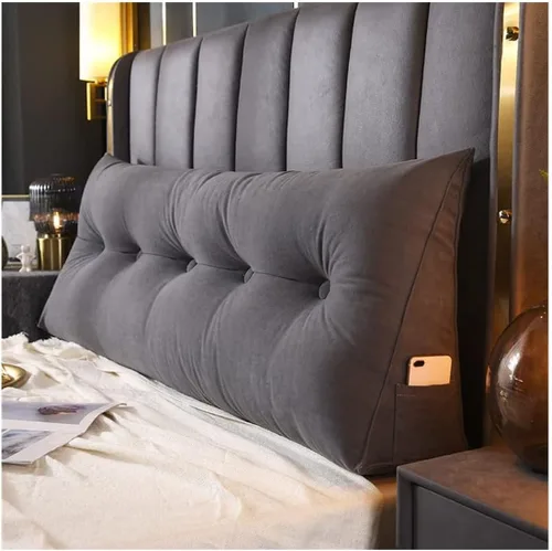 Almohada triangular para cabecero, cojín grande para cabecero, almohada de lectura, respaldo de posicionamiento, cojín para cama de día con funda