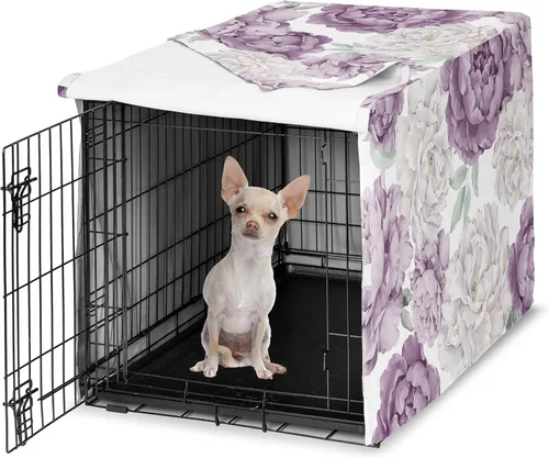 Miniatura 36 de Sweet Jojo Designs Cubierta para jaula de perro de 36 pulgadas (Boho Floral Rosa/Gris) para niñas, cubierta para perrera