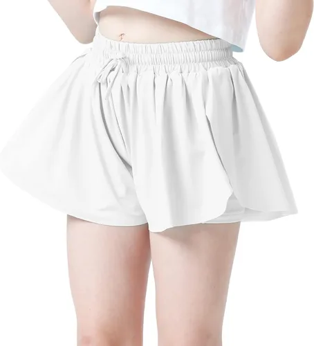 Miniatura 3 de Pantalones cortos fluidos con diseño de mariposa para niñas, pantalones cortos deportivos para niños pequeños y jóvenes con forro 2 en 1