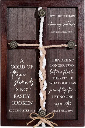Letrero de ceremonia de boda con un cordón de tres hebras, 15 x 10 pulgadas de cuerda de unidad de madera para boda, idea de ceremonia de unidad