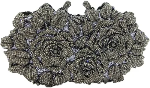 Boutique De FGG Bolsas de noche de cristal de flores deslumbrantes para mujer, formal, boda, fiesta, cóctel, bolso de mano
