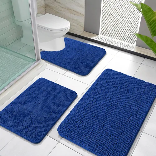Miniatura 68 de OLANLY Juego de Alfombras de Baño de 3 Piezas, Tapetes de Baño de Chenilla Suave y Absorbente y Alfombra de Contorno en Forma de U para Inodoro